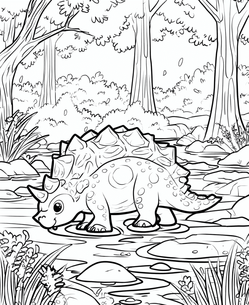 Ankylosaurus v bažině – omalovánka