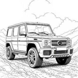 Auto Mercedes G-class – omaľovánka na tlač zdarma