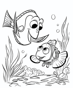 Dory dan marlin nemo – halaman mewarnai