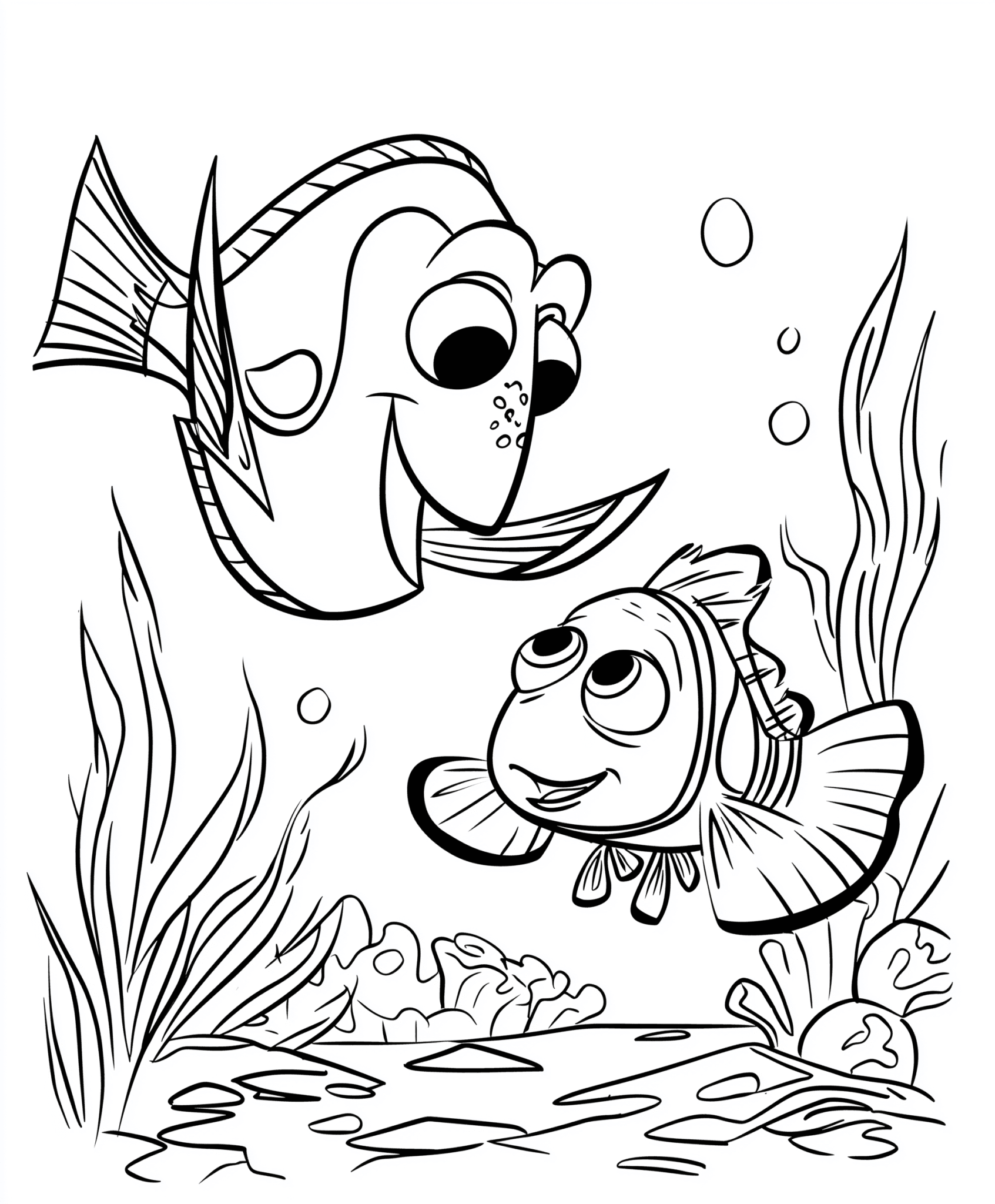 Dory e Marlin Nemo – desenho para colorir