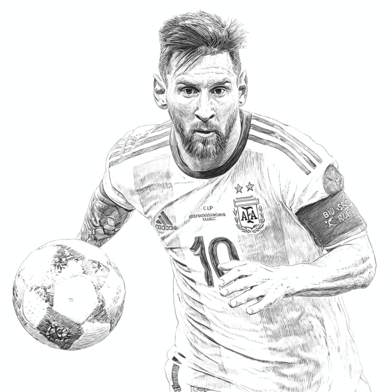 Lionel Messi Fußball – Malvorlage