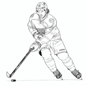 NHL-Eishockeyspieler David Pastrňák mit seinem Schläger – Malvorlage