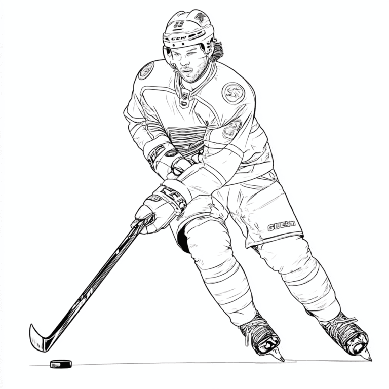 Hokejista NHL David Pastrňák s hokejkou – omalovánka