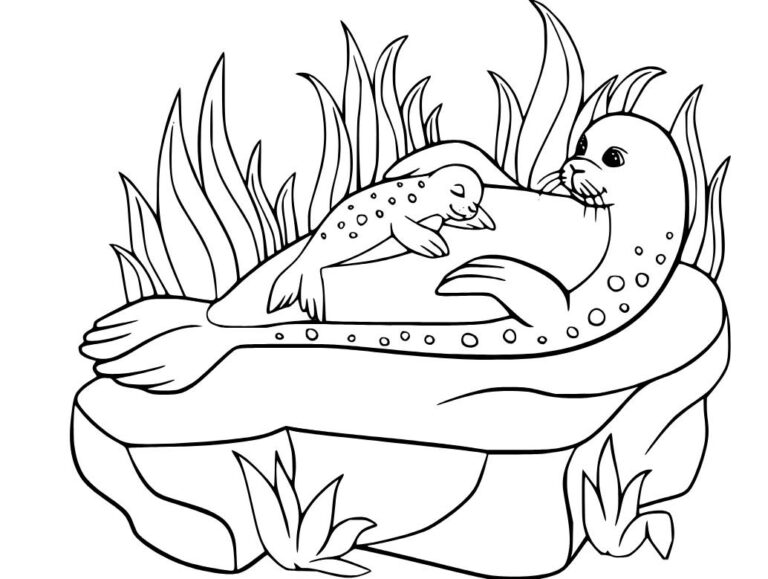 Tulenik a matka tuleň – omaľovánka
