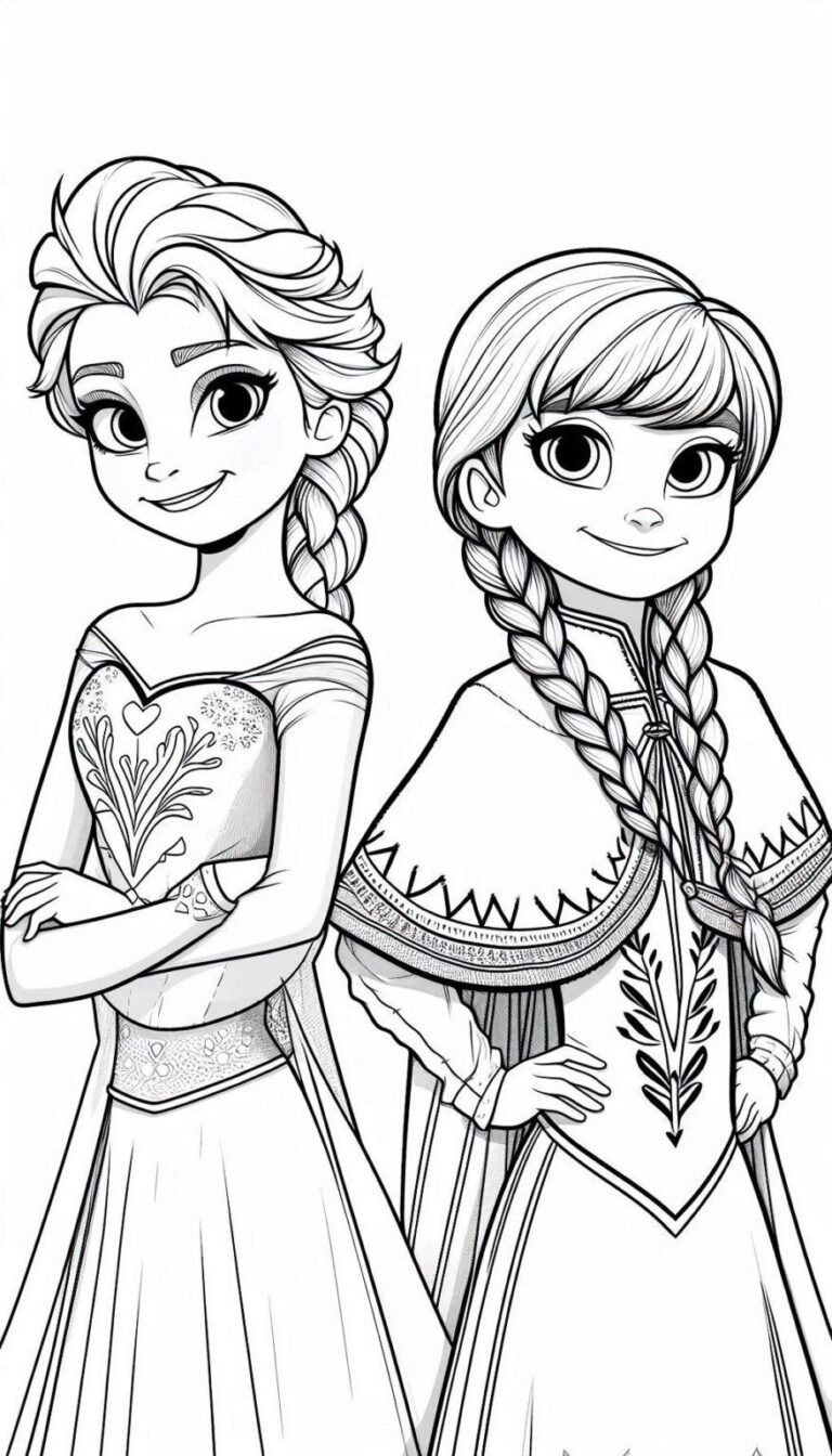 Anna a elsa – Malvorlage