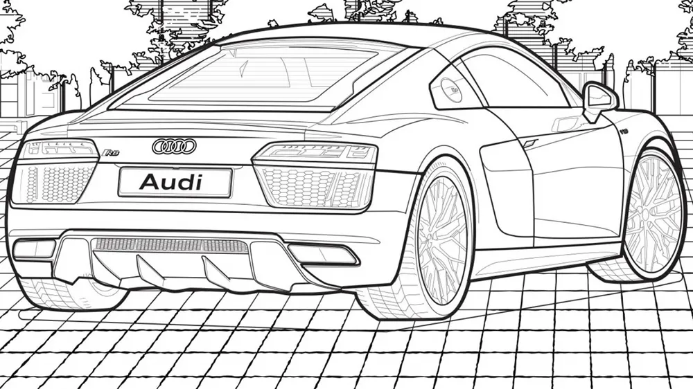 Carro Audi visto por trás – desenho para colorir