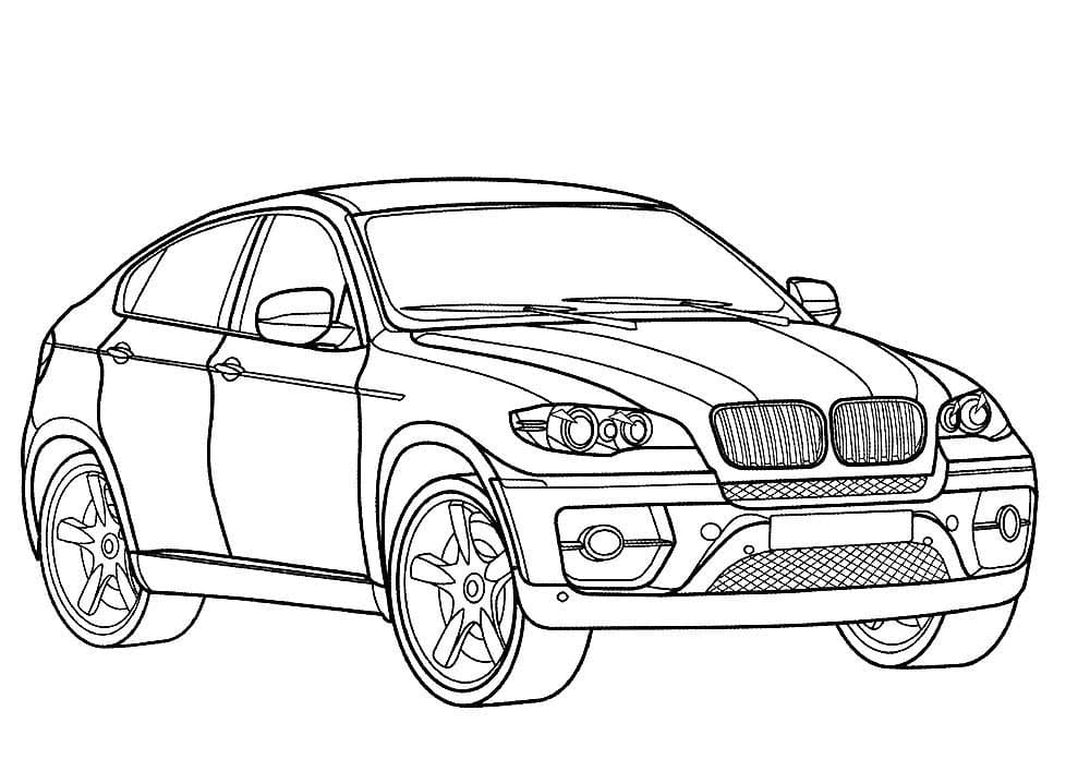 BMW car with mask – colouring page