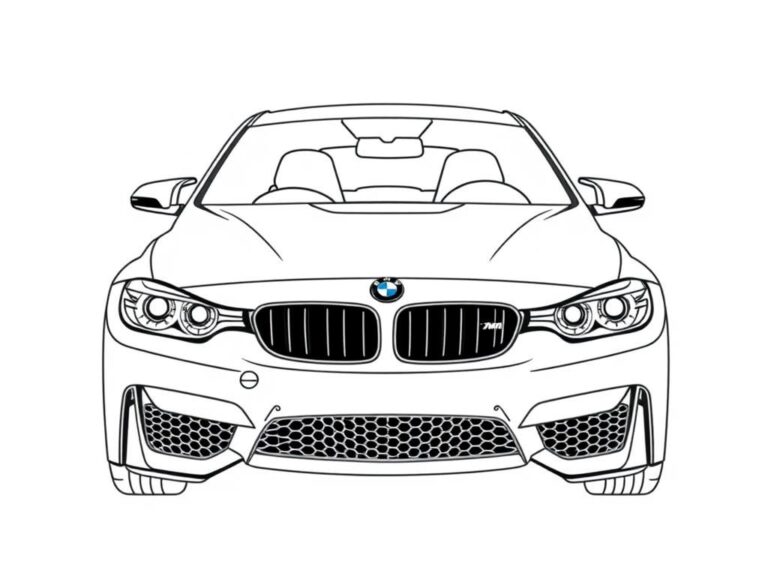 Bmw auto s predu – omaľovánka
