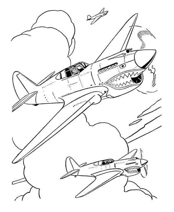 Aeronaves de combate com dentes – desenho para colorir