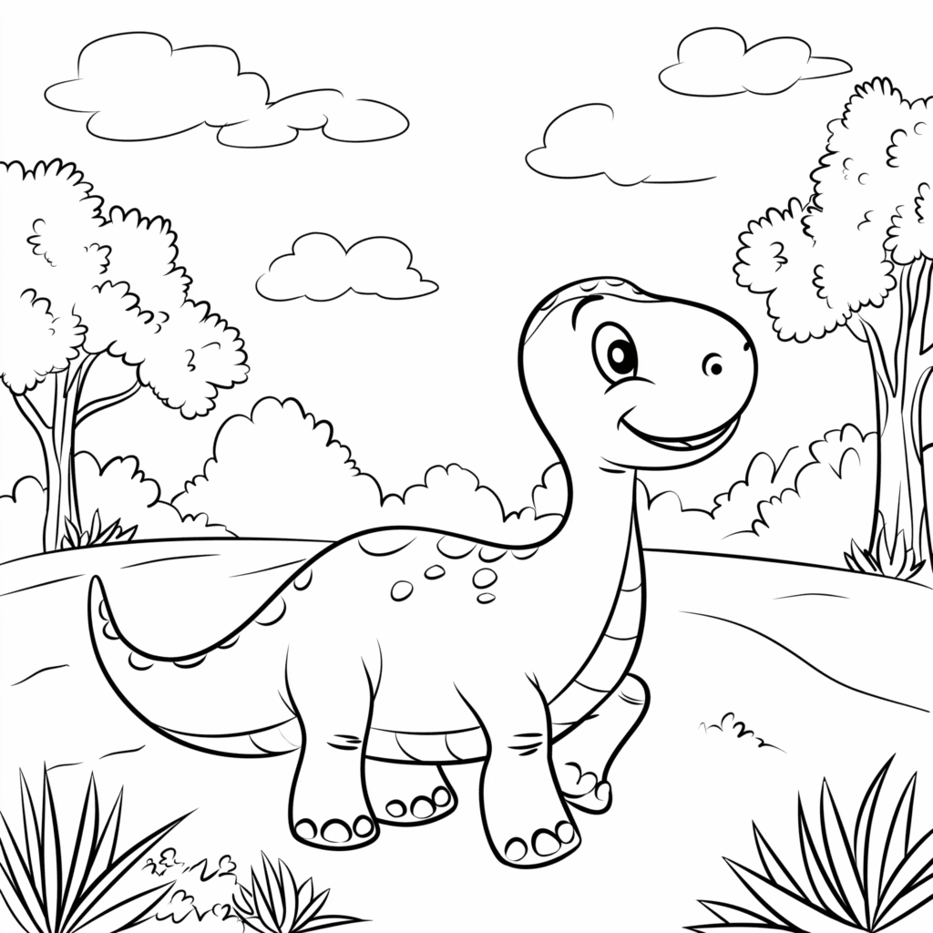 Dinosauří na louce – omalovánka