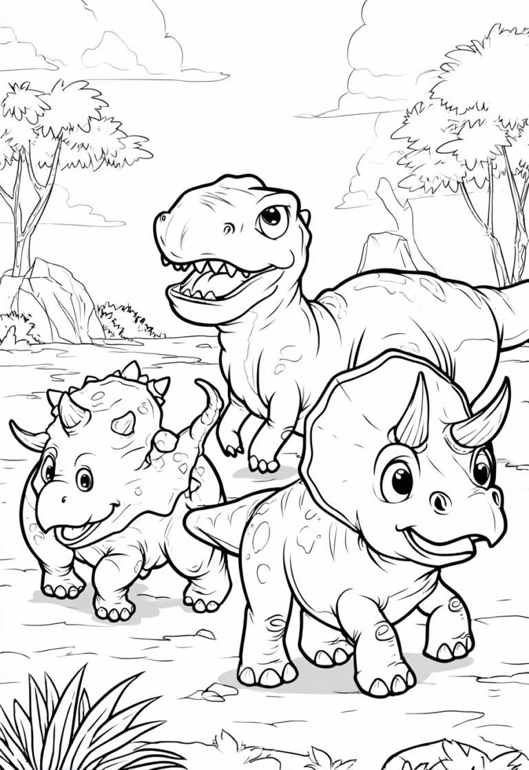Print-and-colour dinosaurs for children – colouring book