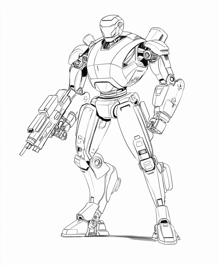 Humanoidní bojový robot – omalovánka
