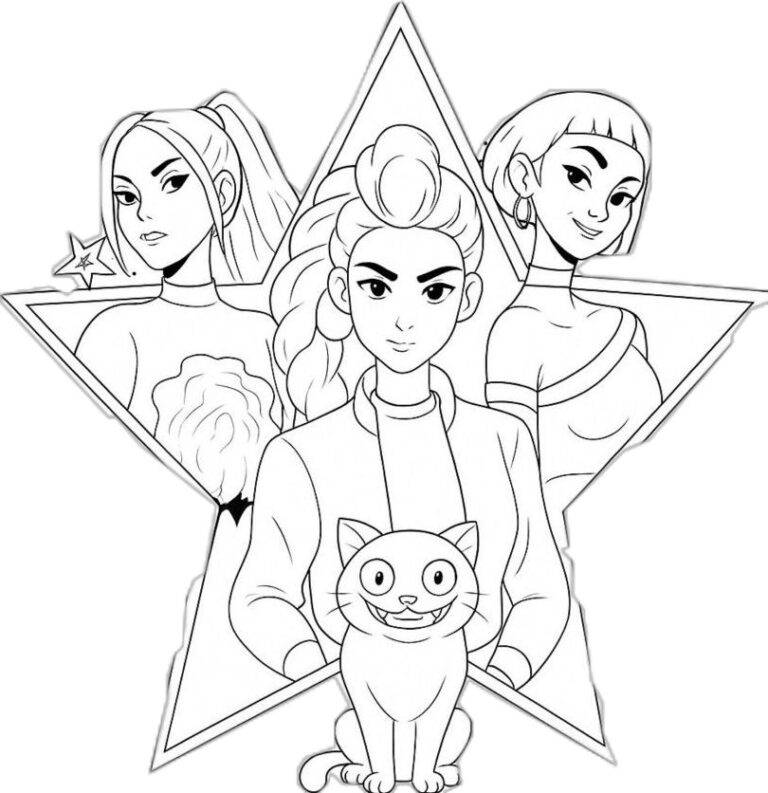 Huntrix, estrela do K-pop – desenho para colorir