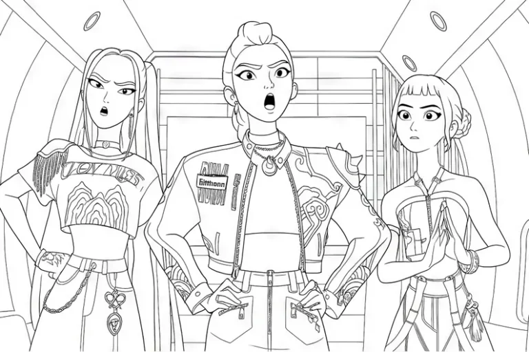 Huntrix K-pop di Pesawat – Buku Mewarnai