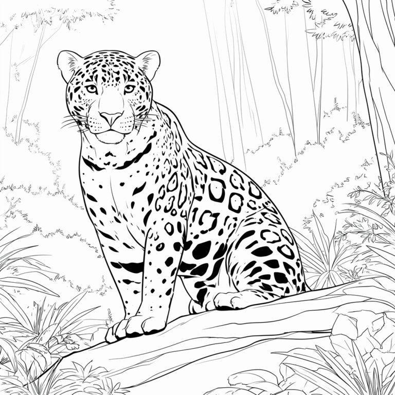 Jaguar im Wald – Malvorlage