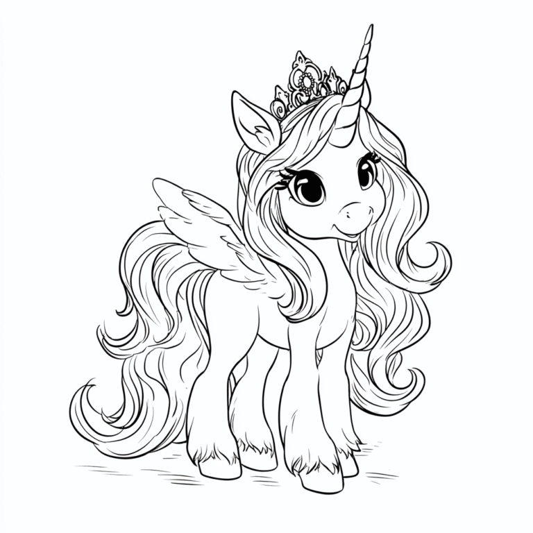 Princesa Unicórnio – desenho para colorir