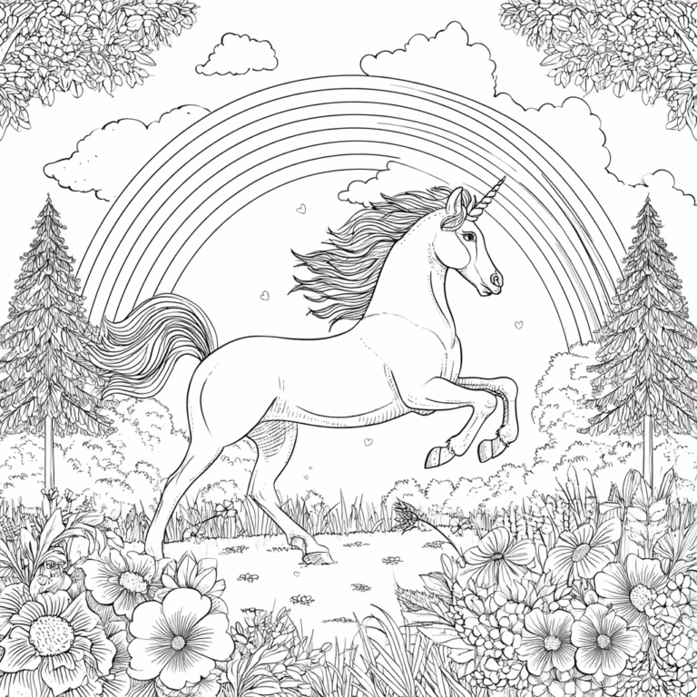 Unicorn complex colouring page