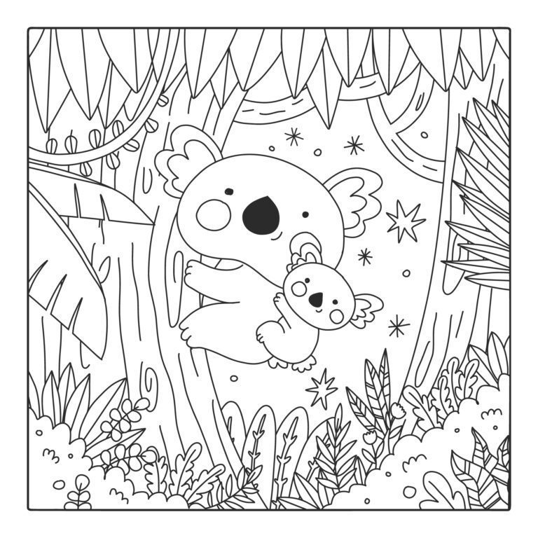 koala în copac – desen de colorat