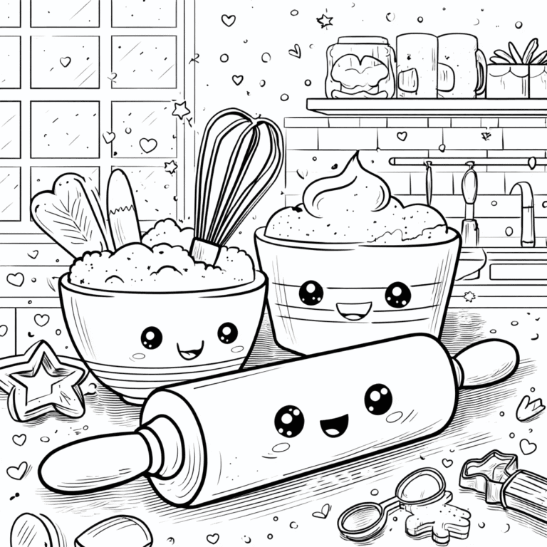 Kitchen colouring page