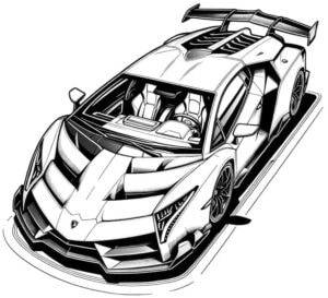 Pohled na auto Lamborghini shora – omalovánka