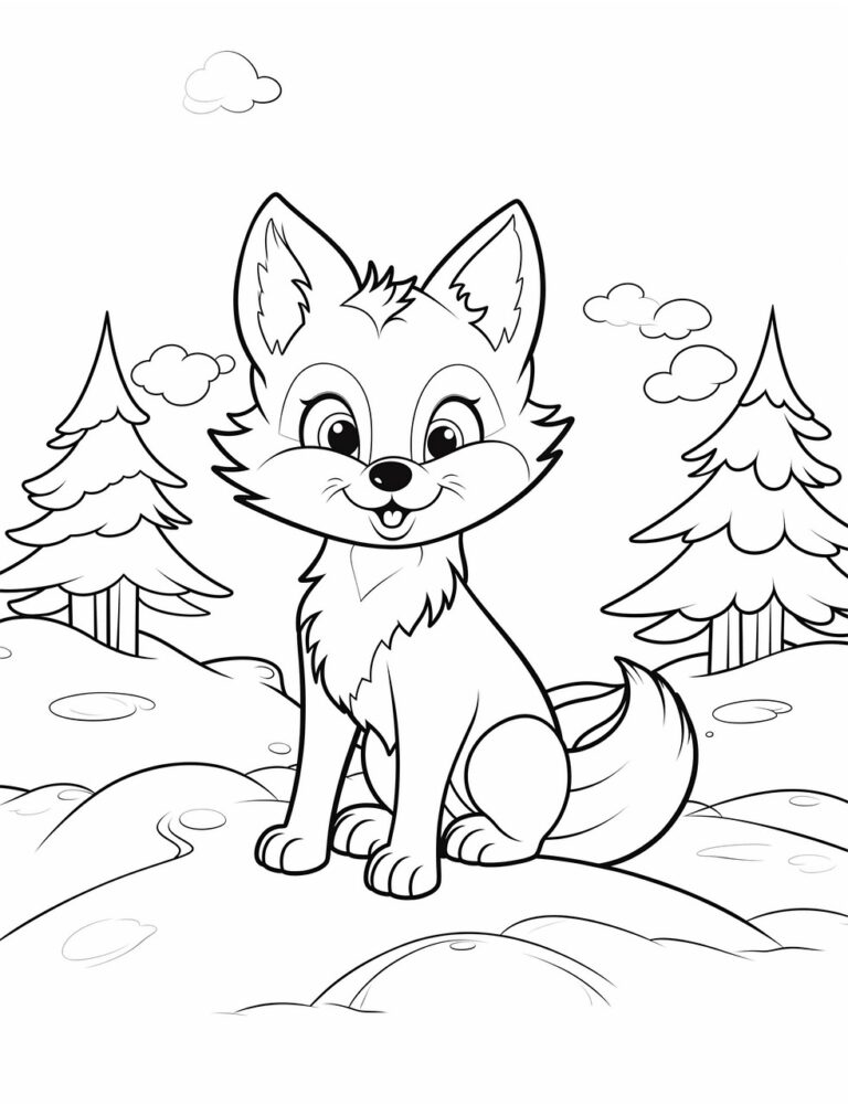 raposa na floresta – desenho para colorir