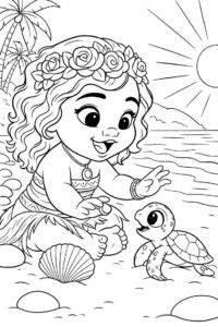 Moana kecil – halaman mewarnai