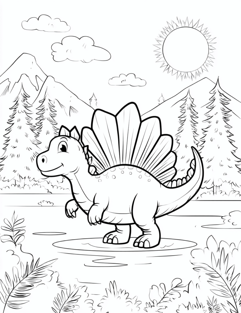 The little dinosaur spinosaurus – colouring page