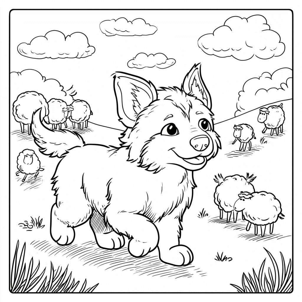 Kleiner Deutscher Schäferhund – Malvorlage
