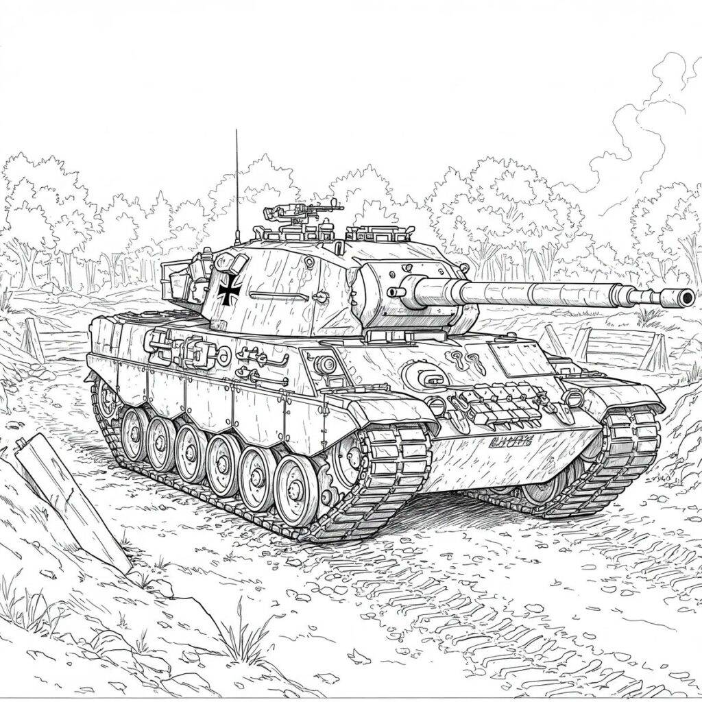 German tank – colouring page