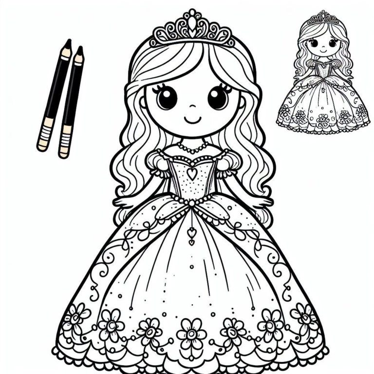 princesa s krono – slika za barvanje