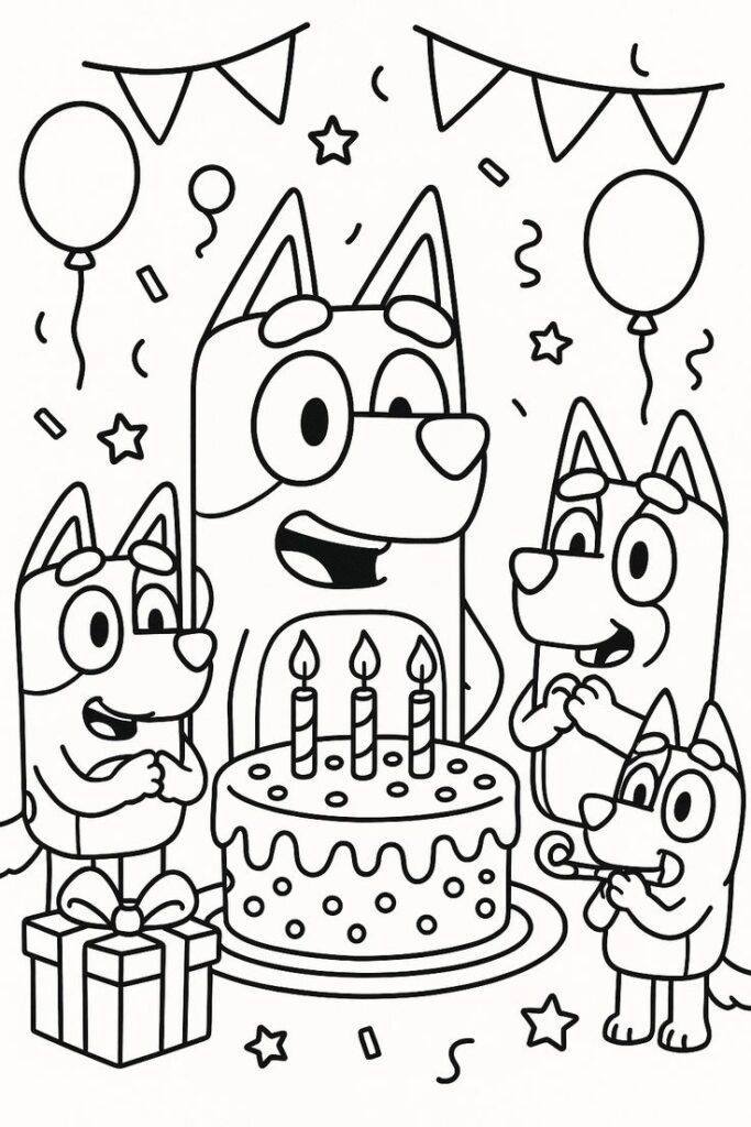 Comemoração do Bluey – desenho para colorir