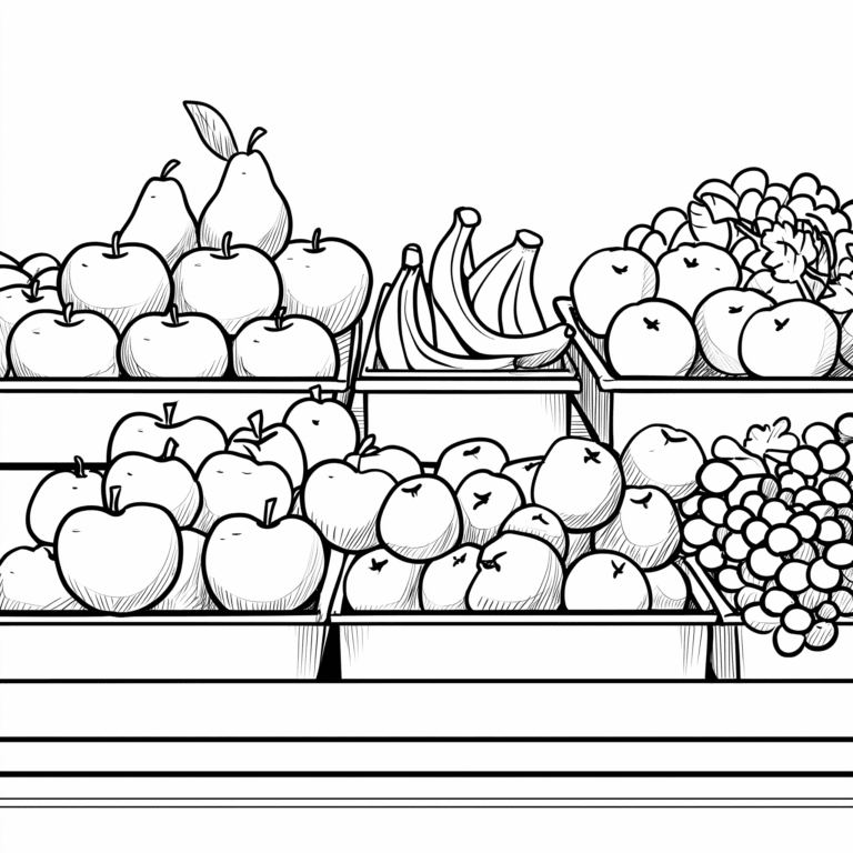 Buah-buahan di toko – halaman mewarnai