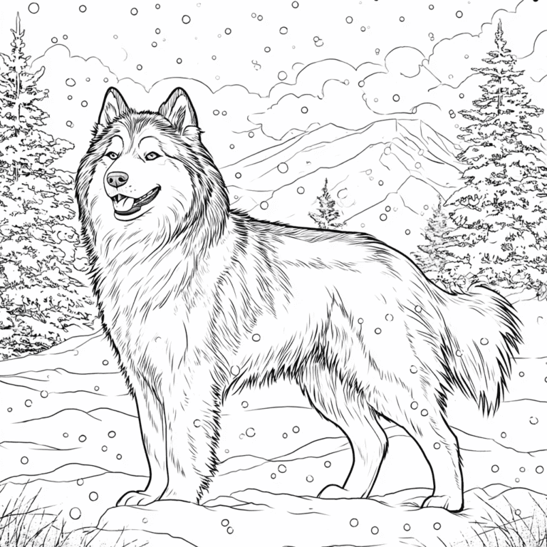 Pies husky syberyjski – kolorowanka