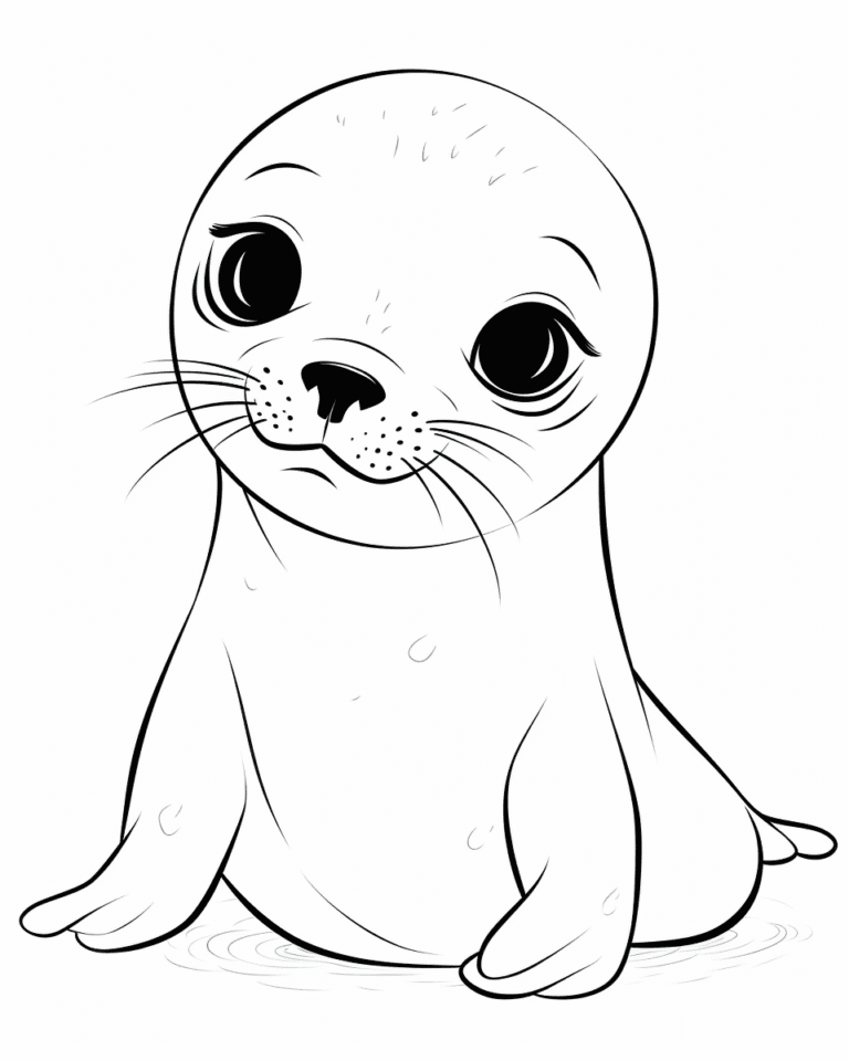 Um adorável filhote de foca – livro de colorir