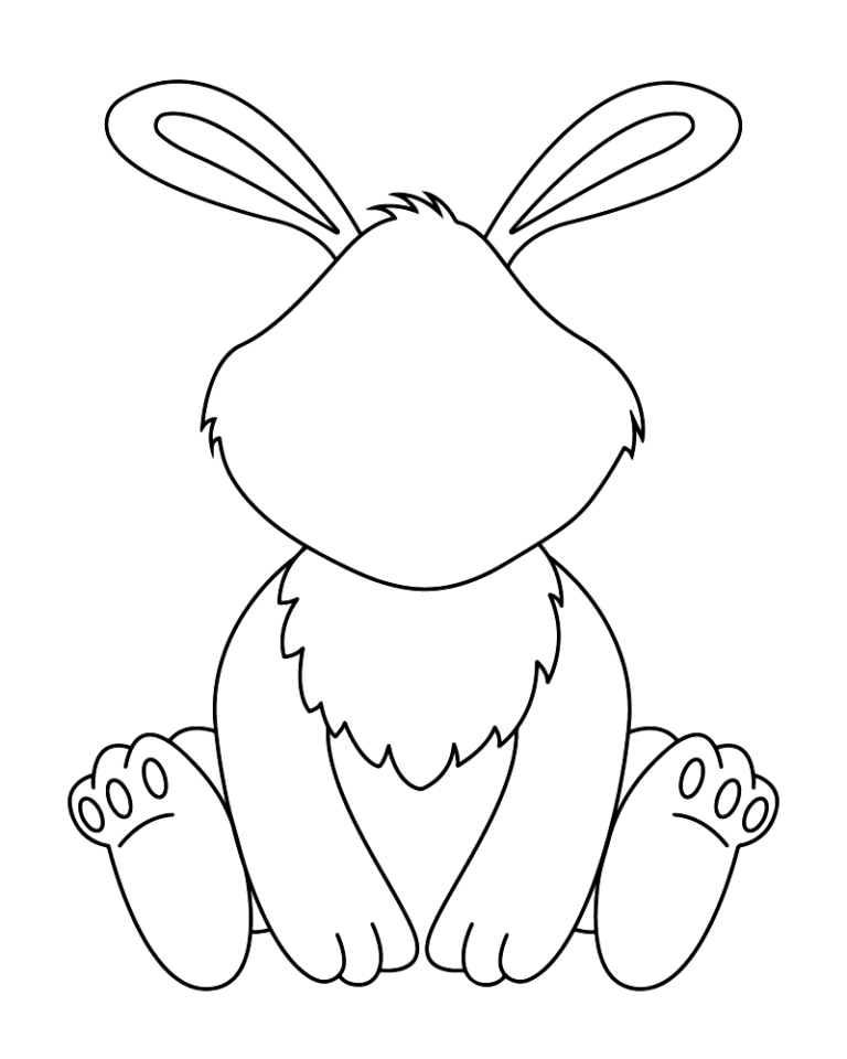 Sitting rabbit template – colouring page