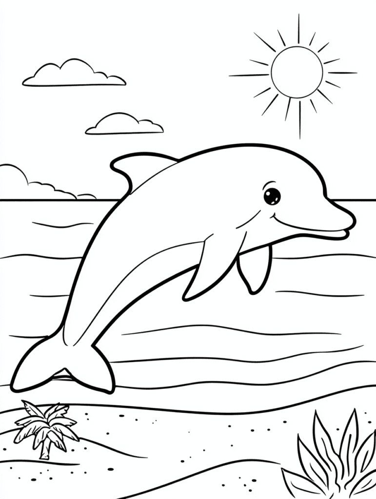 Golfinho saltitante – desenho para colorir