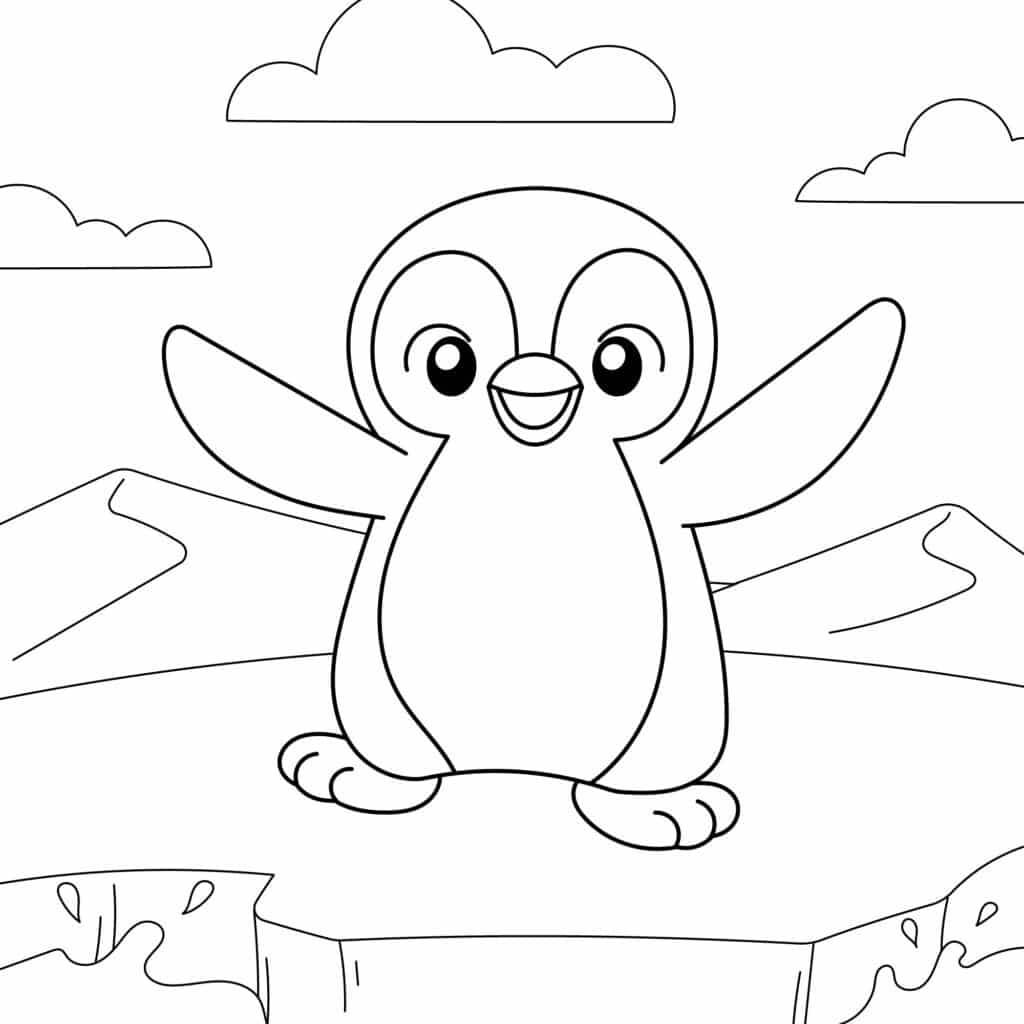 Pinguin di atas es – halaman mewarnai