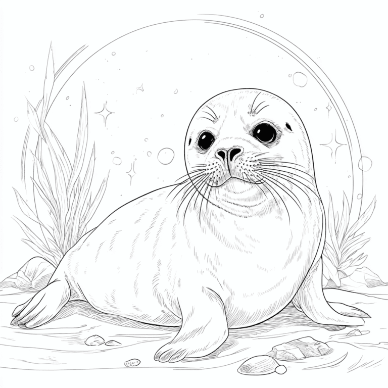 Seal in a bubble – colouring page