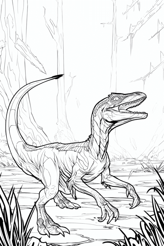 Velociraptor – omalovánka