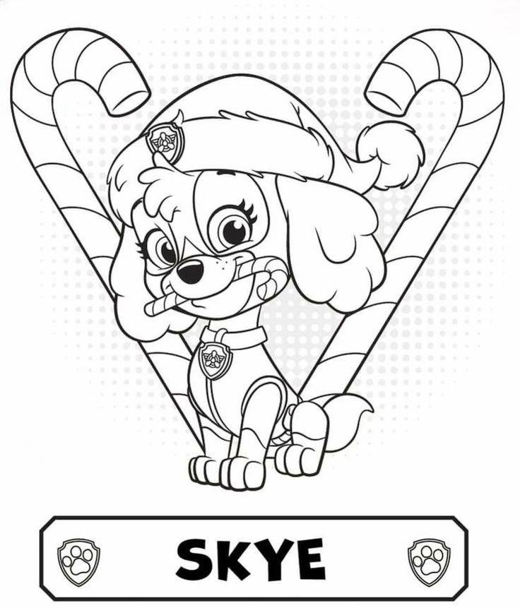 Natal Skye Paw Patrol – desenho para colorir