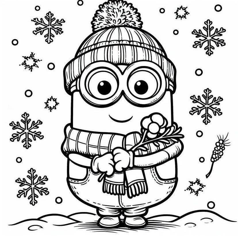 Vánoční minion – omalovánka