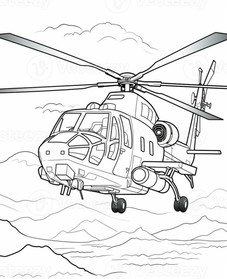 Helikopter militer – halaman mewarnai