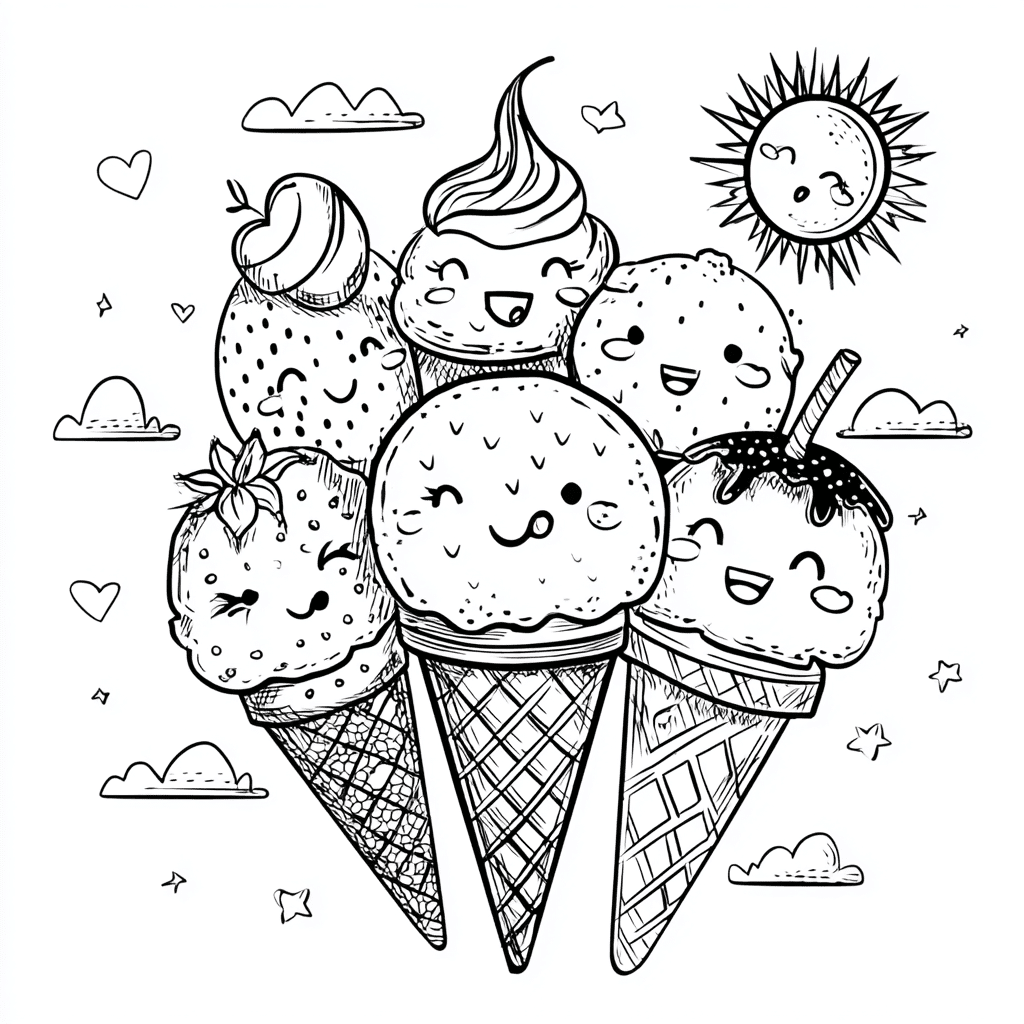 Es krim untuk diwarnai – halaman mewarnai