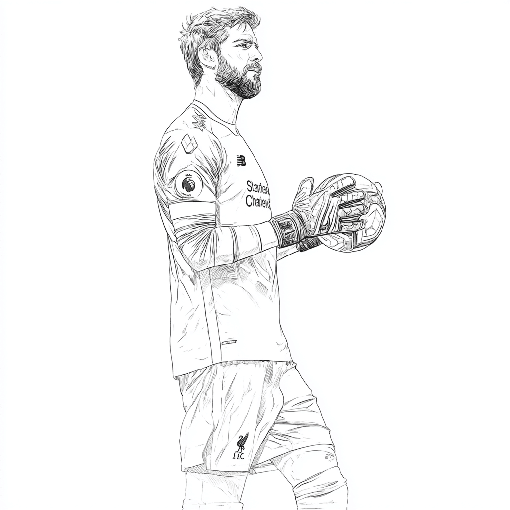 Alisson Becker brankár futbal – omaľovánka