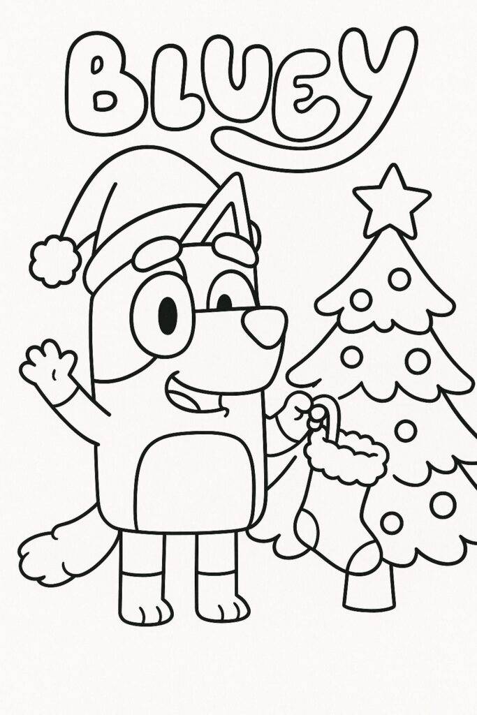 Bluey and Christmas – colouring page