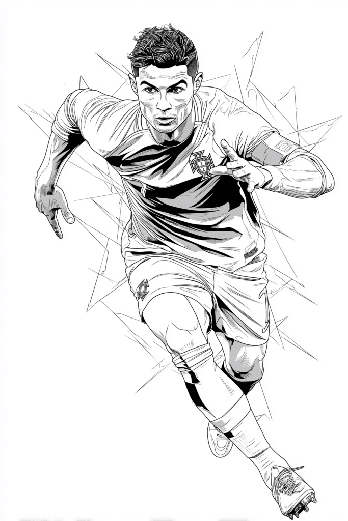 Cristiano Ronaldo CR7 - página para colorir de um jogador de futebol – desenho para colorir