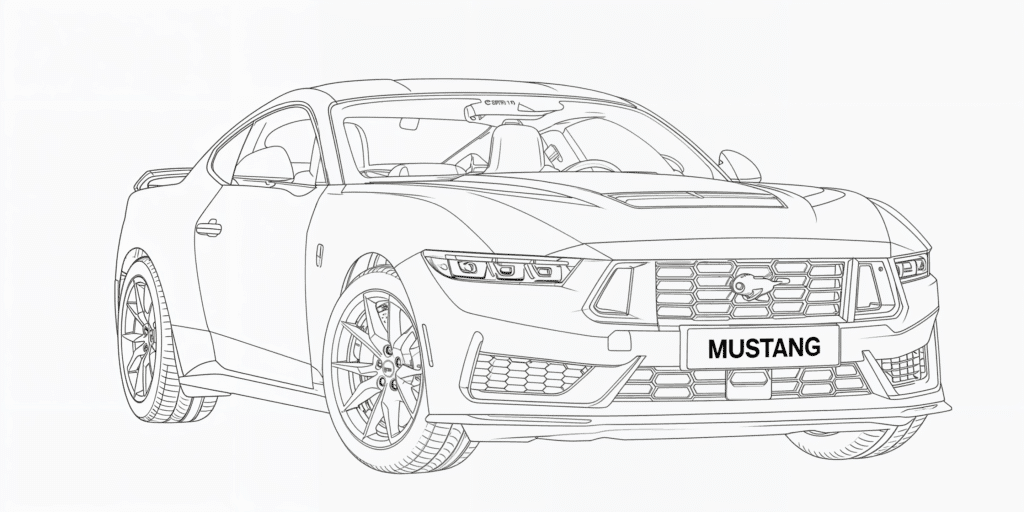 Ford Mustang – fișă de colorat