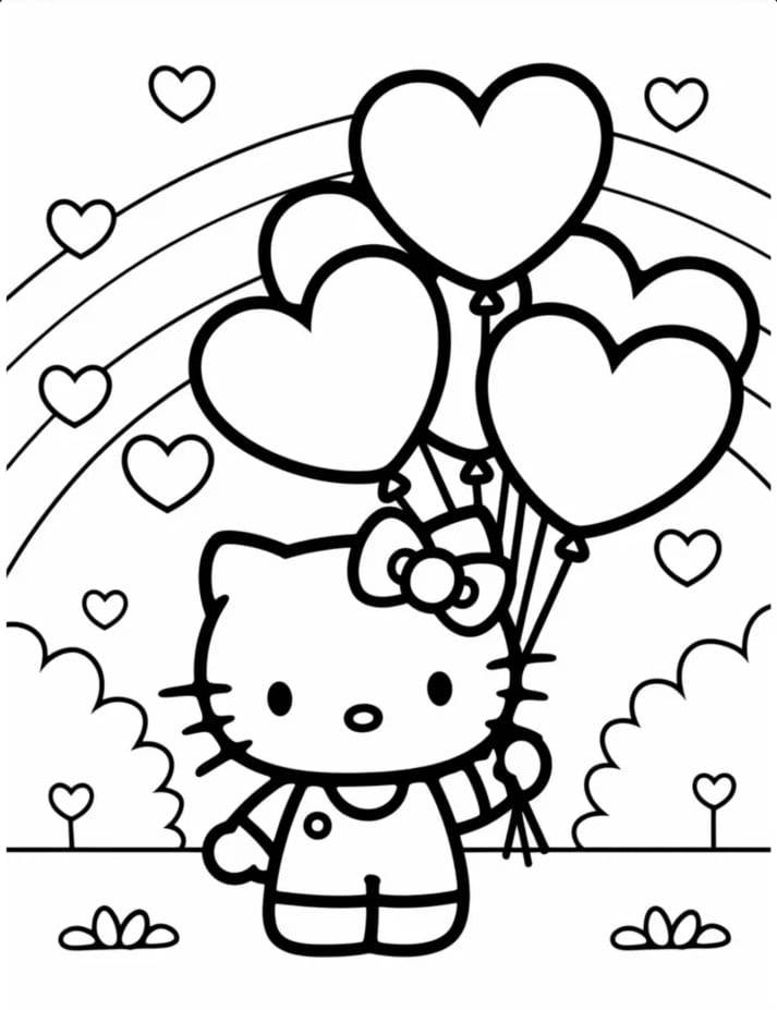 Hello Kitty Valentine – colouring page