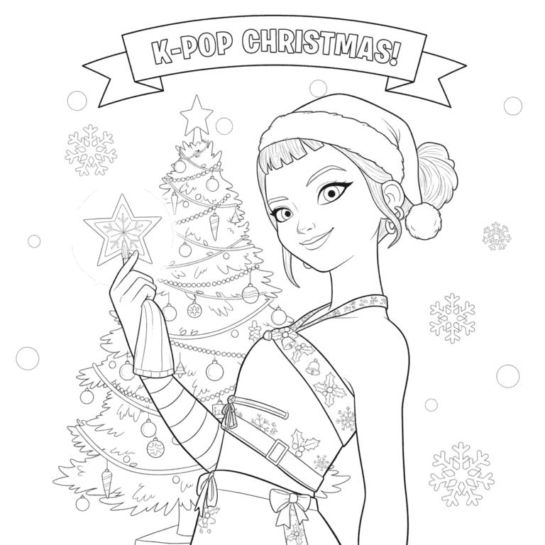 Huntrix Zoey Natal Kpop Página para colorir