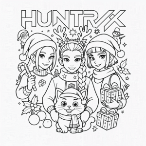 Caçadora de Kpop golden Natal – desenho para colorir